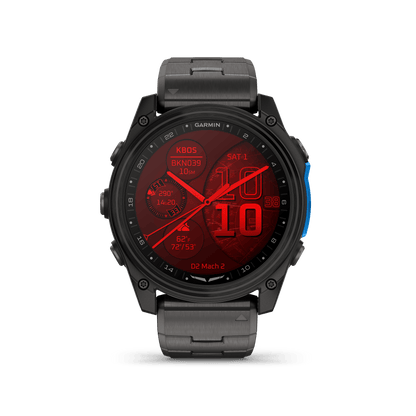 Garmin Watches Garmin D2 Mach 2 Aviator Smartwatch: Carbon Gray DLC Titanium with Vented Titanium Bracelet (51 mm)