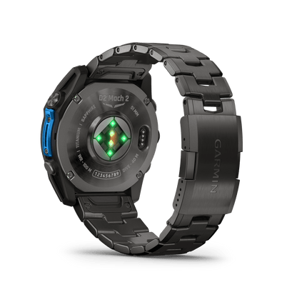 Garmin Watches Garmin D2 Mach 2 Aviator Smartwatch: Carbon Gray DLC Titanium with Vented Titanium Bracelet (51 mm)