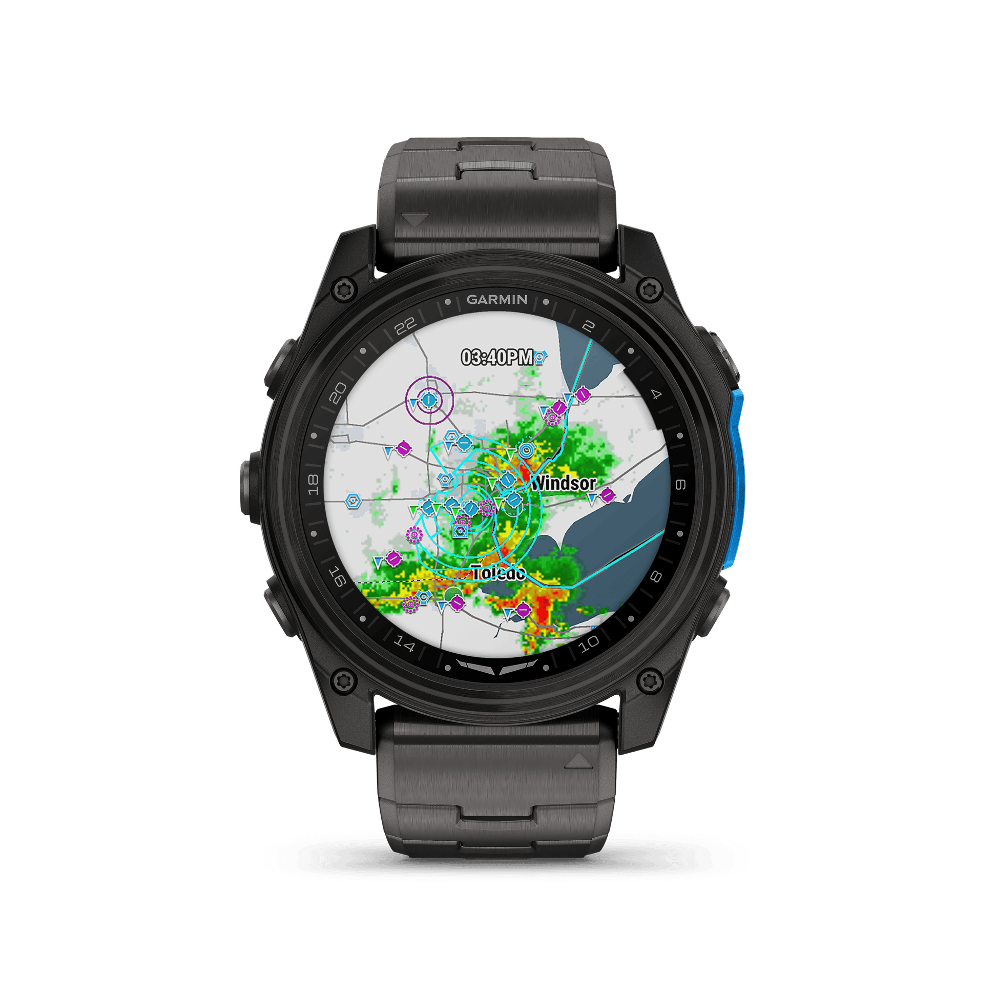 Garmin Watches Garmin D2 Mach 2 Aviator Smartwatch: Carbon Gray DLC Titanium with Vented Titanium Bracelet (51 mm)