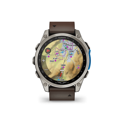 Garmin Watches Garmin D2 Mach 2 Aviator Smartwatch: Titanium with Oxford Brown Leather Band (47 mm)