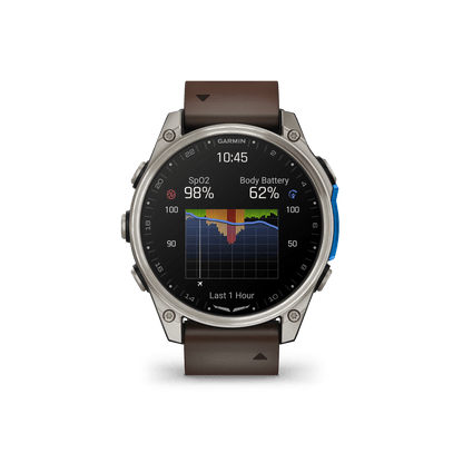 Garmin Watches Garmin D2 Mach 2 Aviator Smartwatch: Titanium with Oxford Brown Leather Band (47 mm)