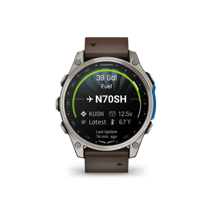 Garmin Watches Garmin D2 Mach 2 Aviator Smartwatch: Titanium with Oxford Brown Leather Band (47 mm)