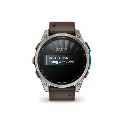 Garmin Watches Garmin D2 Mach 2 Aviator Smartwatch: Titanium with Oxford Brown Leather Band (47 mm)