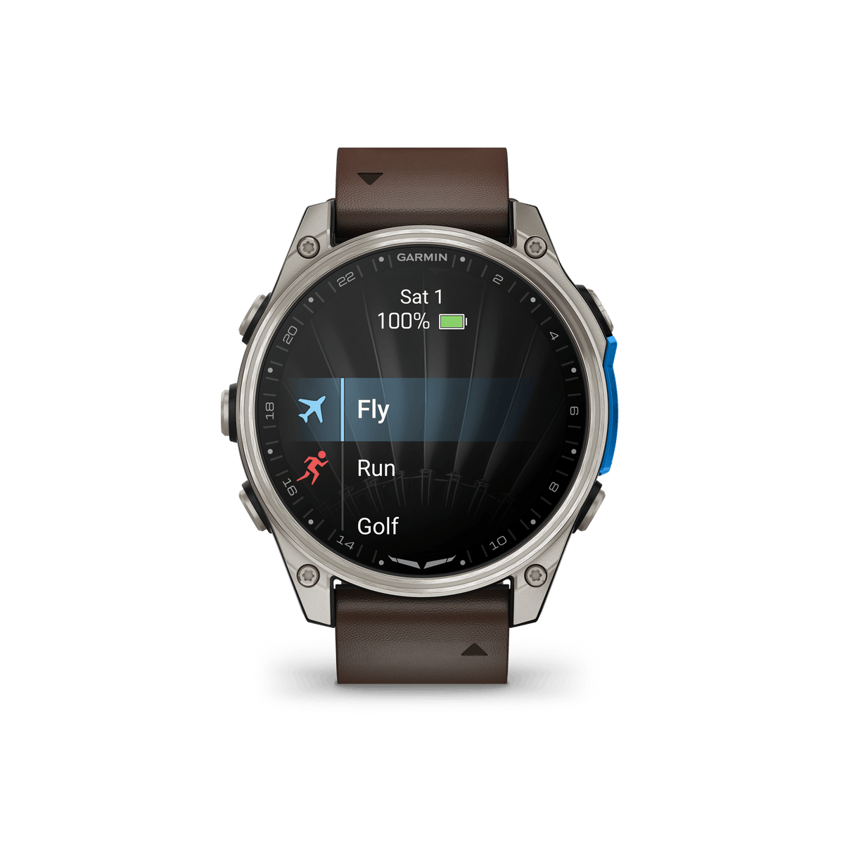 Garmin Watches Garmin D2 Mach 2 Aviator Smartwatch: Titanium with Oxford Brown Leather Band (47 mm)