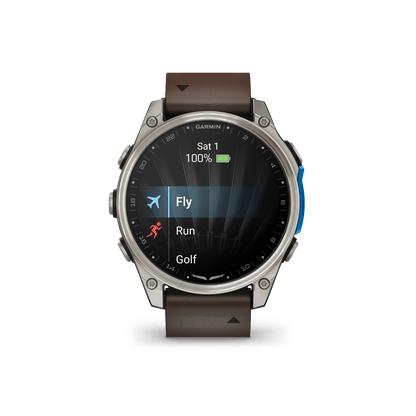 Garmin Watches Garmin D2 Mach 2 Aviator Smartwatch: Titanium with Oxford Brown Leather Band (47 mm)