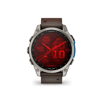 Garmin Watches Garmin D2 Mach 2 Aviator Smartwatch: Titanium with Oxford Brown Leather Band (47 mm)