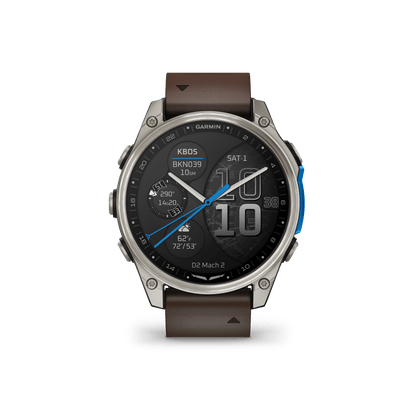 Garmin Watches Garmin D2 Mach 2 Aviator Smartwatch: Titanium with Oxford Brown Leather Band (47 mm)