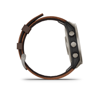 Garmin Watches Garmin D2 Mach 2 Aviator Smartwatch: Titanium with Oxford Brown Leather Band (47 mm)