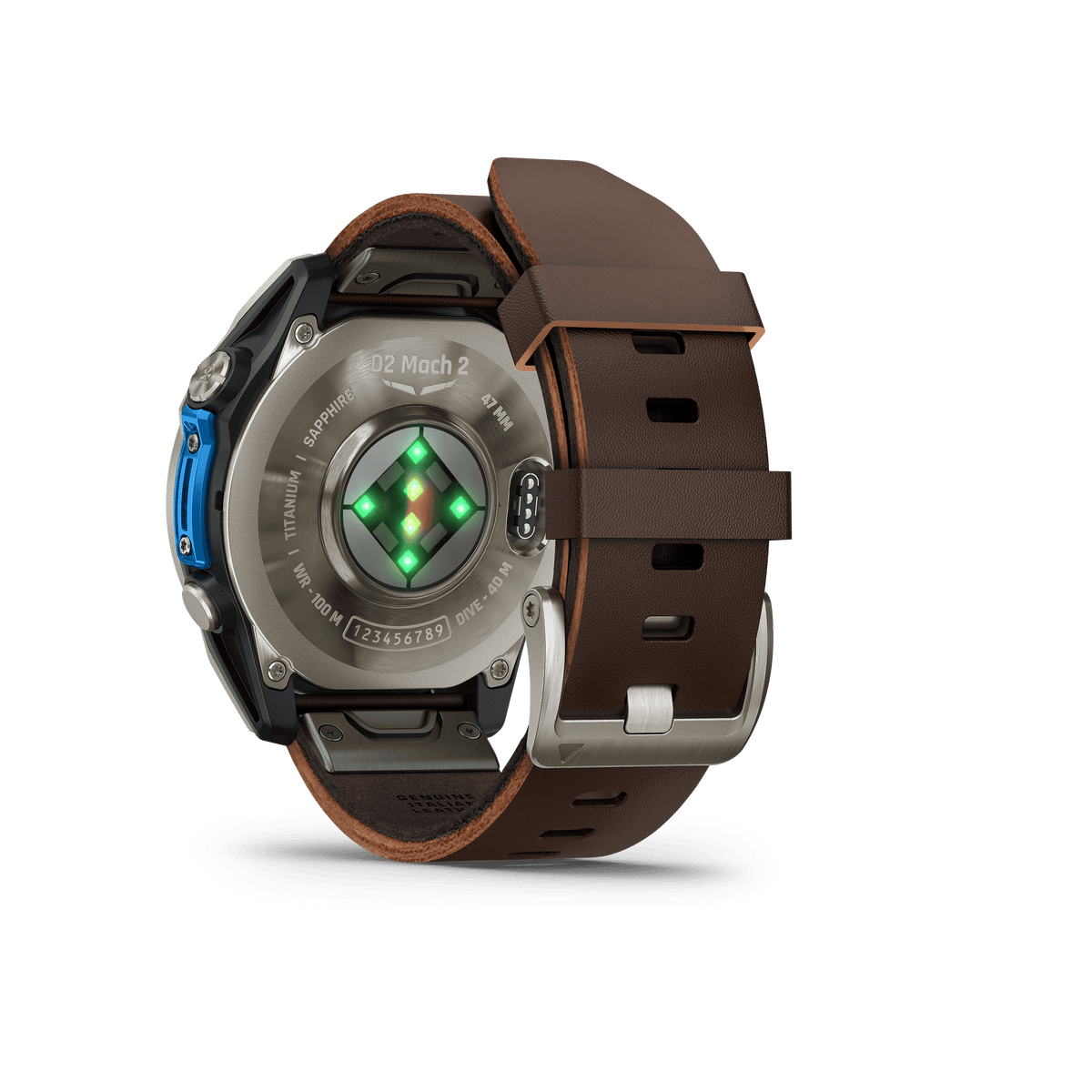 Garmin Watches Garmin D2 Mach 2 Aviator Smartwatch: Titanium with Oxford Brown Leather Band (47 mm)