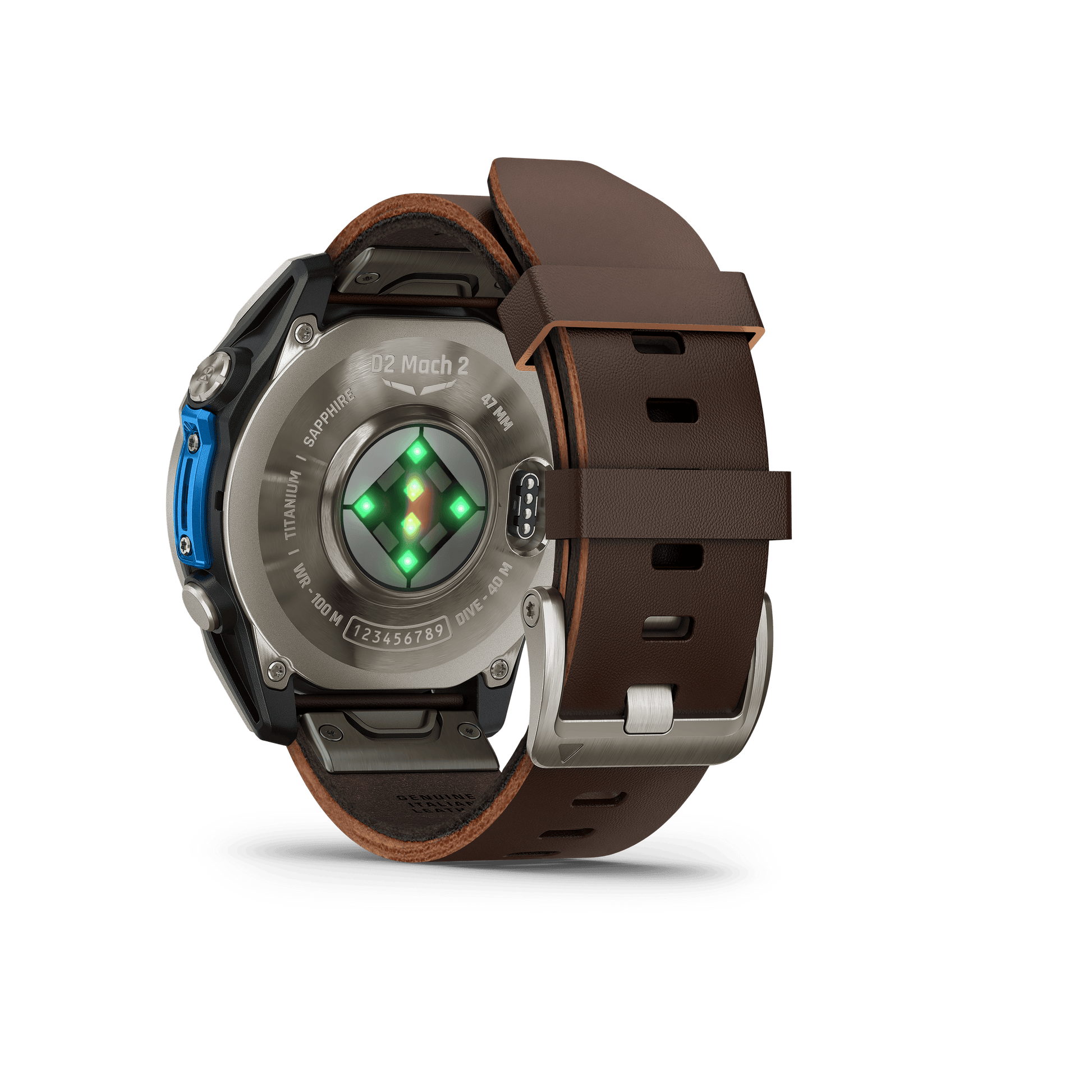 Garmin Watches Garmin D2 Mach 2 Aviator Smartwatch: Titanium with Oxford Brown Leather Band (47 mm)