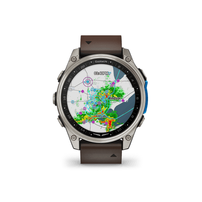 Garmin Watches Garmin D2 Mach 2 Aviator Smartwatch: Titanium with Oxford Brown Leather Band (47 mm)