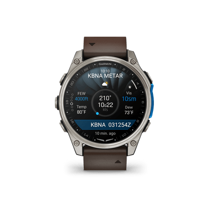 Garmin Watches Garmin D2 Mach 2 Aviator Smartwatch: Titanium with Oxford Brown Leather Band (47 mm)