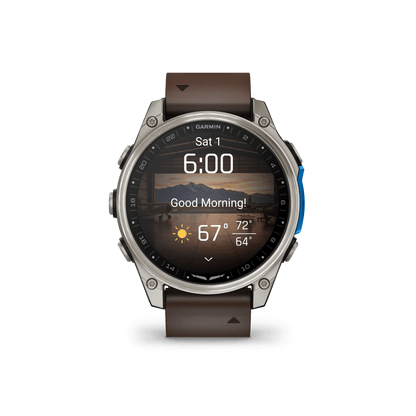Garmin Watches Garmin D2 Mach 2 Aviator Smartwatch: Titanium with Oxford Brown Leather Band (47 mm)