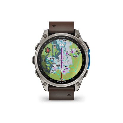 Garmin Watches Garmin D2 Mach 2 Aviator Smartwatch: Titanium with Oxford Brown Leather Band (47 mm)