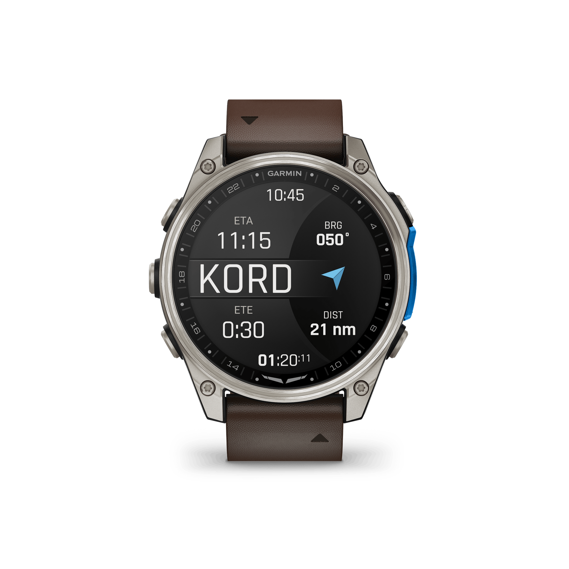 Garmin Watches Garmin D2 Mach 2 Aviator Smartwatch: Titanium with Oxford Brown Leather Band (47 mm)