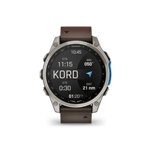 Garmin Watches Garmin D2 Mach 2 Aviator Smartwatch: Titanium with Oxford Brown Leather Band (47 mm)