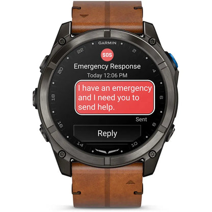 Garmin Watches Garmin D2 Mach 2 Pro Watch - Carbon Gray DLC Titanium with Chestnut Leather Band
