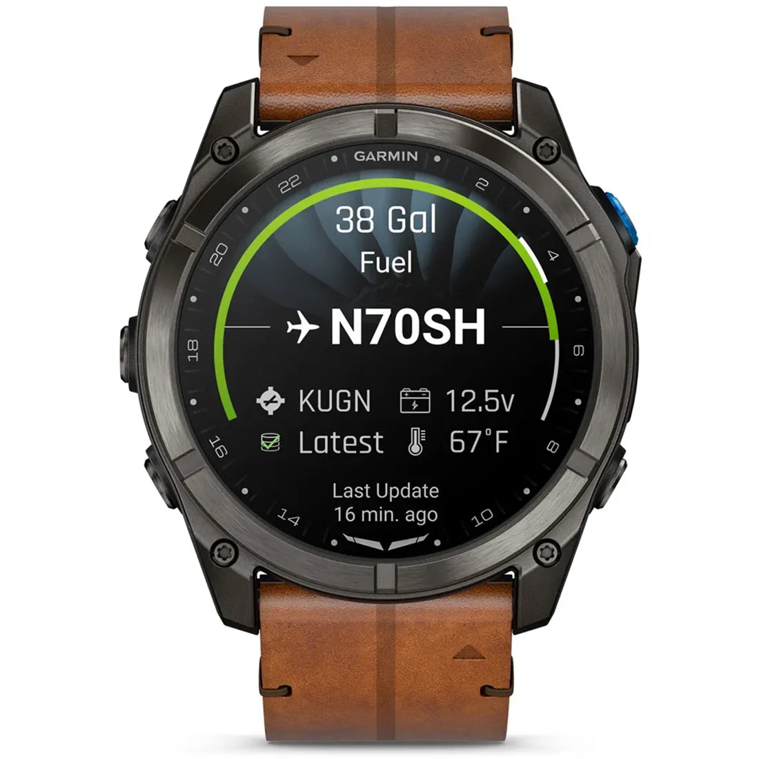 Garmin Watches Garmin D2 Mach 2 Pro Watch - Carbon Gray DLC Titanium with Chestnut Leather Band