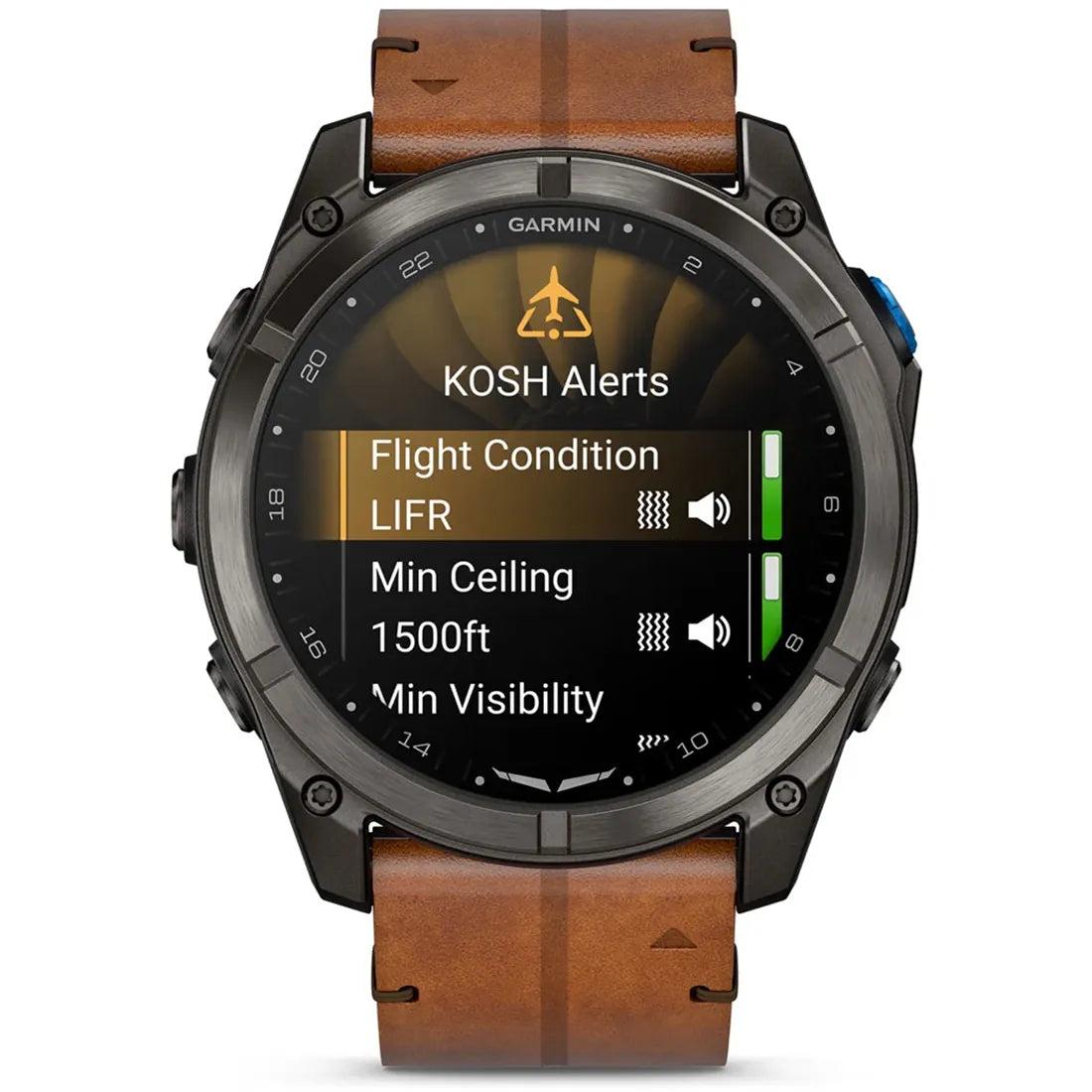 Garmin Watches Garmin D2 Mach 2 Pro Watch - Carbon Gray DLC Titanium with Chestnut Leather Band