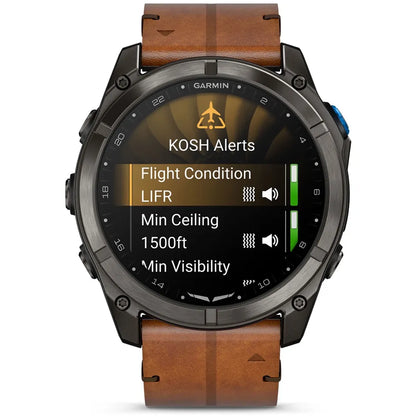 Garmin Watches Garmin D2 Mach 2 Pro Watch - Carbon Gray DLC Titanium with Chestnut Leather Band