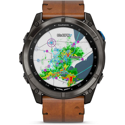 Garmin Watches Garmin D2 Mach 2 Pro Watch - Carbon Gray DLC Titanium with Chestnut Leather Band