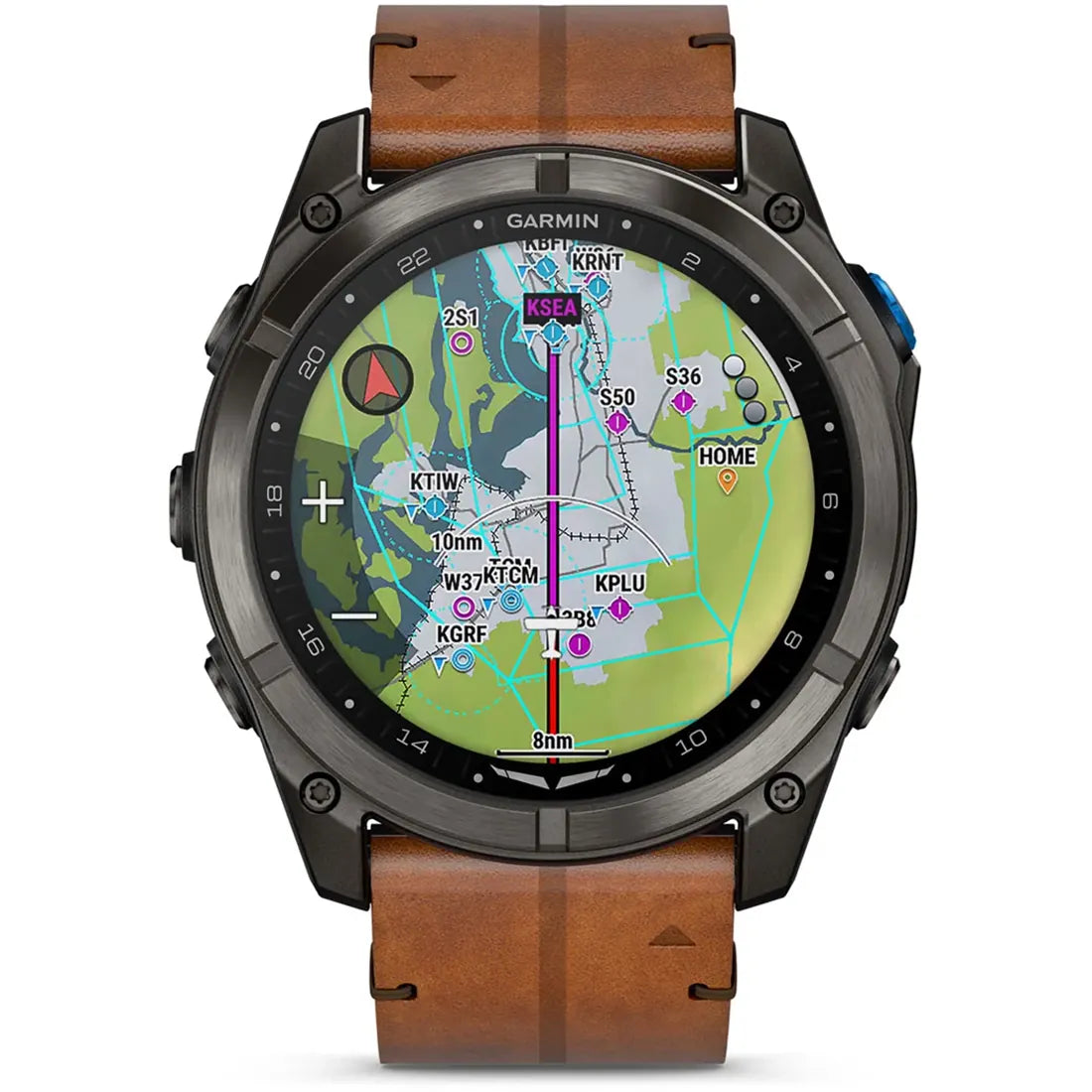 Garmin Watches Garmin D2 Mach 2 Pro Watch - Carbon Gray DLC Titanium with Chestnut Leather Band