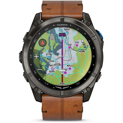 Garmin Watches Garmin D2 Mach 2 Pro Watch - Carbon Gray DLC Titanium with Chestnut Leather Band