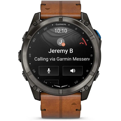 Garmin Watches Garmin D2 Mach 2 Pro Watch - Carbon Gray DLC Titanium with Chestnut Leather Band