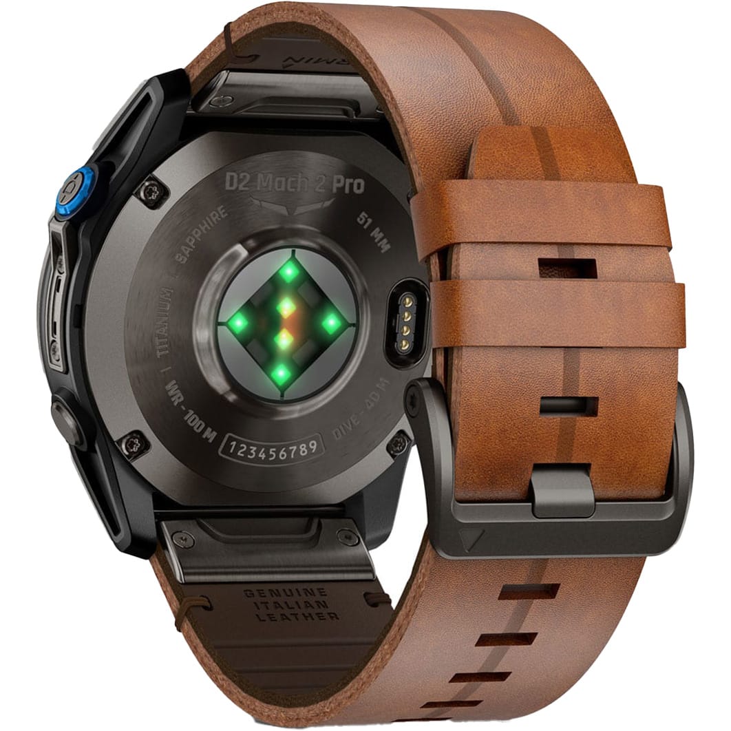 Garmin Watches Garmin D2 Mach 2 Pro Watch - Carbon Gray DLC Titanium with Chestnut Leather Band