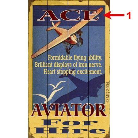 Ace Aviator For Hire Personalized Wood Sign 18x30 - PilotMall.com