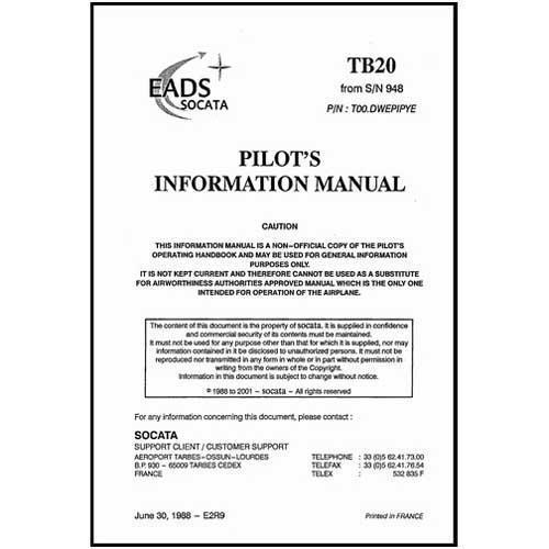 Aerospatiale TB20 POH 1988 Sixth Edition | Essco Aircraft