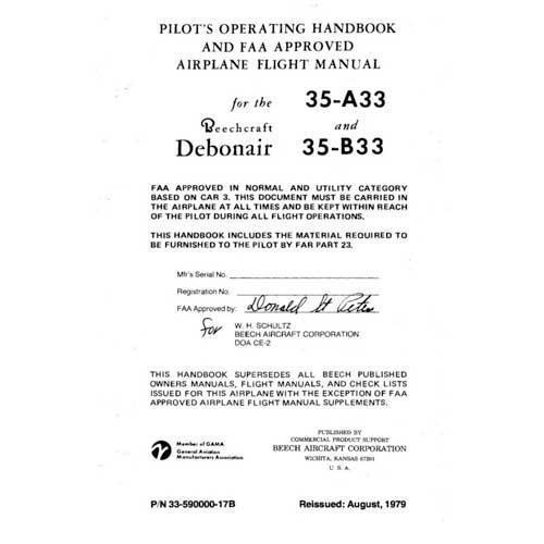 Essco Aircraft Aircraft Manual Beech 35-A33,B33 Debonair POH (33-590000-17B)