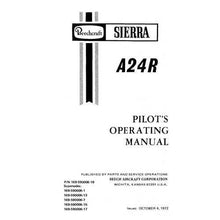 Essco Aircraft Aircraft Manual Beech A-24R Sierra Pilot's Operating Manual (part# 169-59006-19)