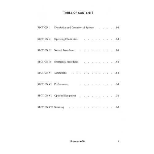 Essco Aircraft Aircraft Manual Beech A-36 Owner's Manual (part# 36-590002-5)