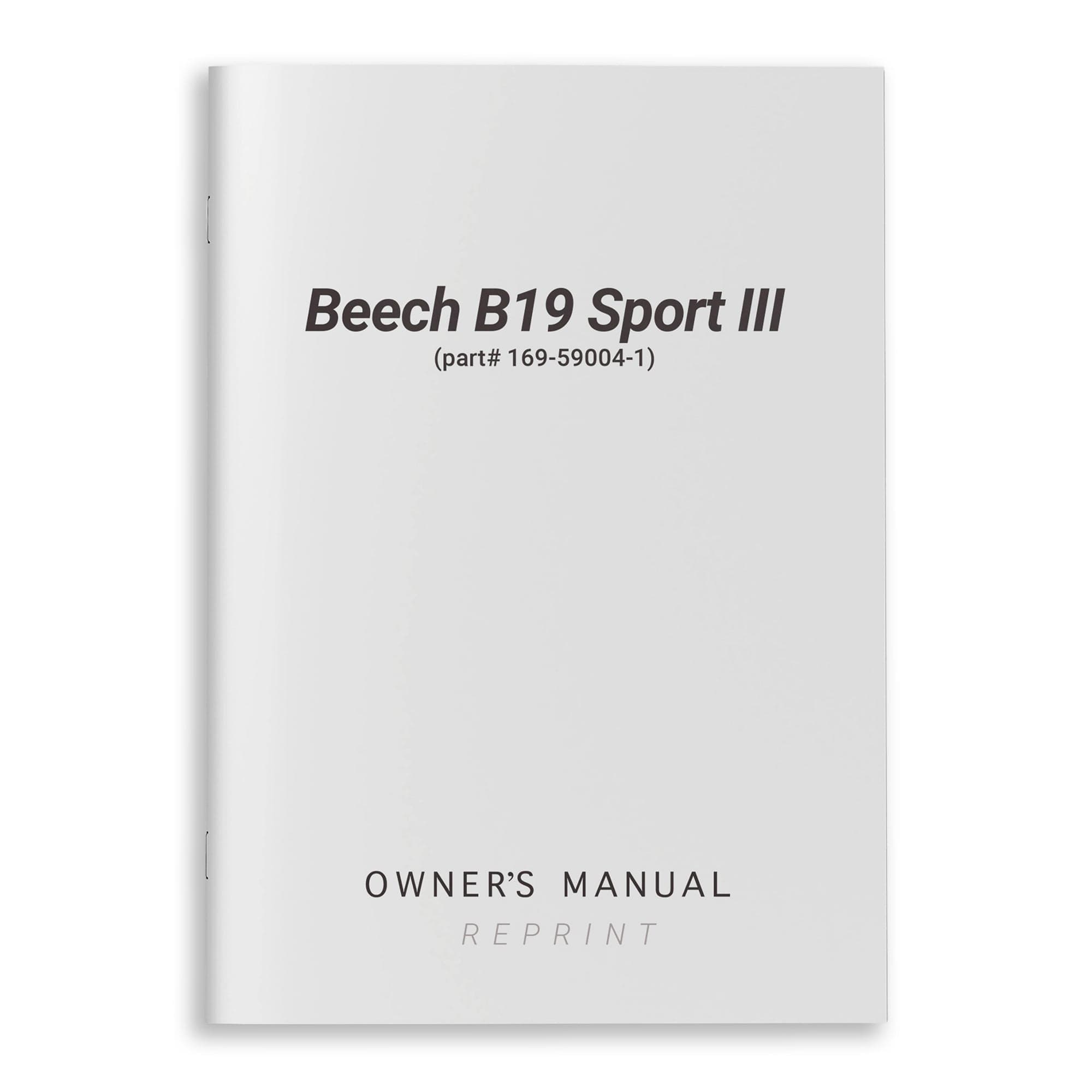 Essco Aircraft Aircraft Manual Beech B19 Sport III Owner's Manual (part# 169-59004-1)