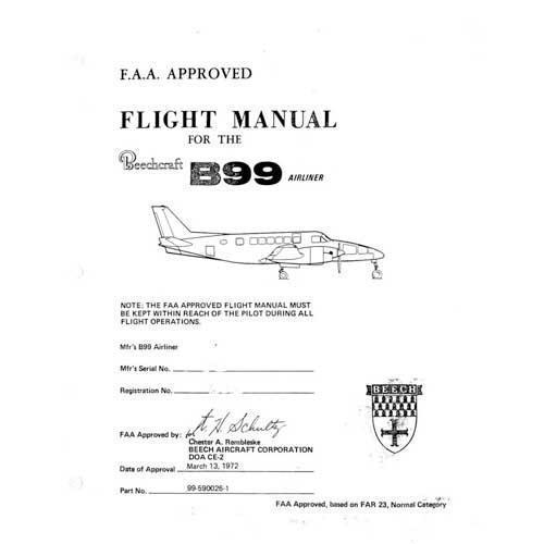 Essco Aircraft Aircraft Manual Beech B99 Series Flight Manual (part# 99-590026-1)