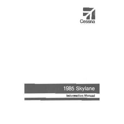 Cessna Aircraft Company Aircraft Manual Cessna 182R Skylane 1985 Pilot's Information Manual (D1275-13)