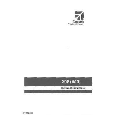 Cessna Aircraft Company Aircraft Manual Cessna 208 (600 hp) Pilot's Information Manual (D1307-13)