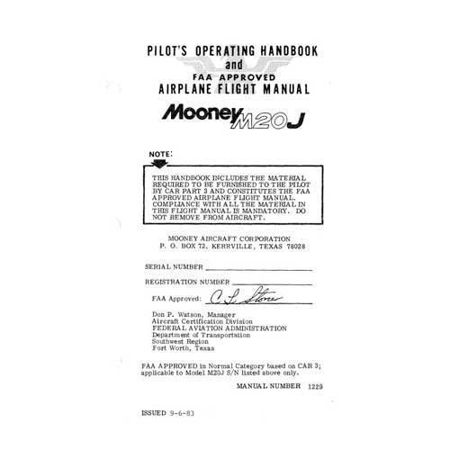 Essco Aircraft Aircraft Manual Mooney M20J 1984 POH & Flight Manual (1229)