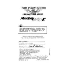 Essco Aircraft Aircraft Manual Mooney M20K Pilot's Operating Handbook 1979-1980 (part# 1224)