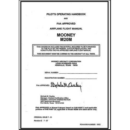 Essco Aircraft Aircraft Manual Mooney M20M Pilot's Operating Handbook & Flight Manual (part# 3502)