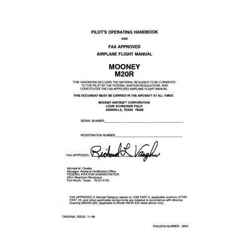 Essco Aircraft Aircraft Manual Mooney M20R 1994 POH & Flight Manual (3600)