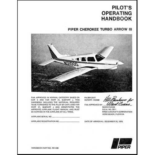 Essco Aircraft Aircraft Manual Piper PA28R-201T Turbo Arrow III 1977-78 POH (761-636)