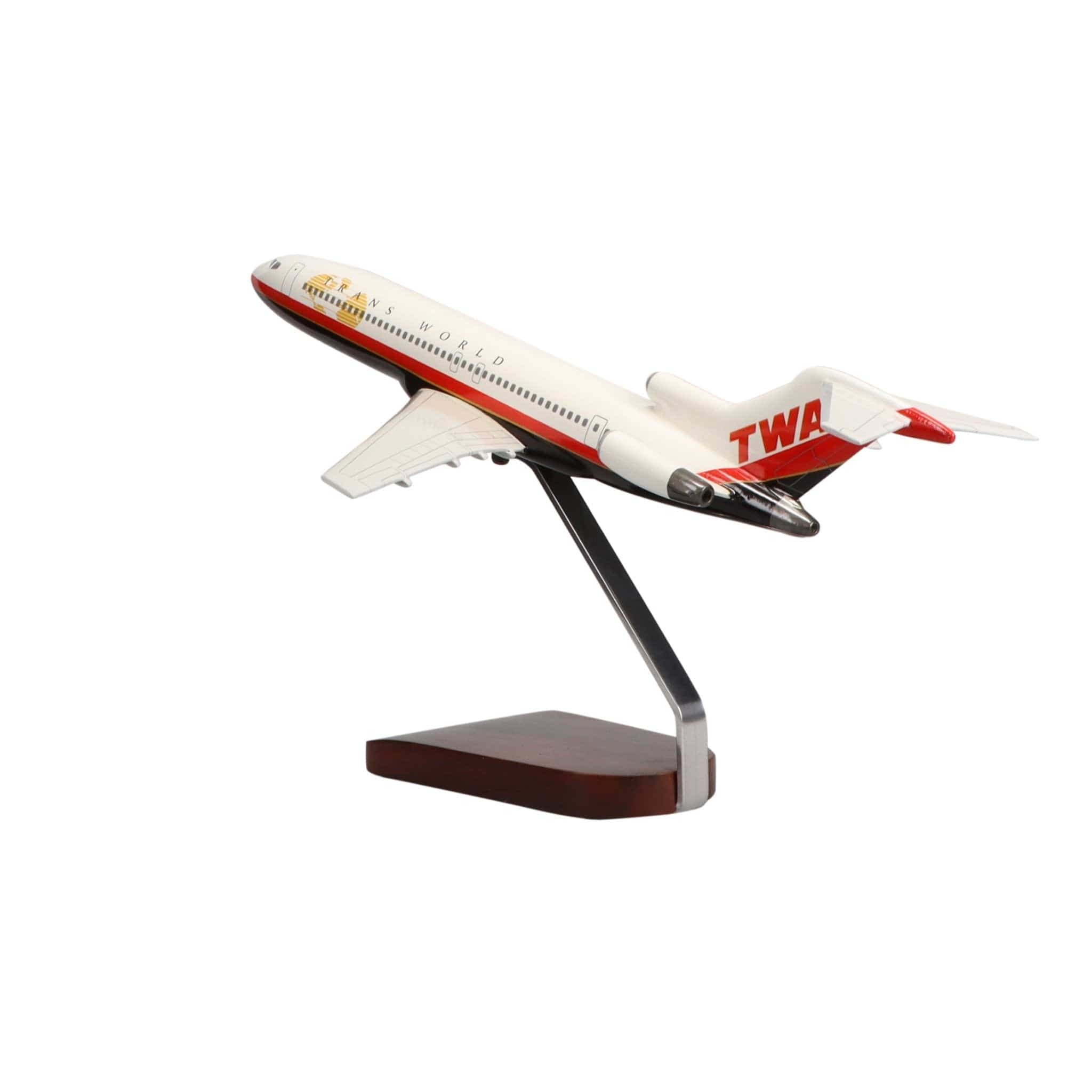High Flying Models Aircraft Models Boeing 727-200 TWA (Trans World Airlines) Large Mahogany Model