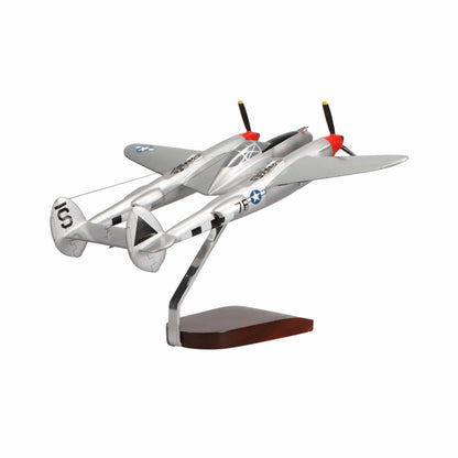 High Flying Models Aircraft Models Lockheed P-38 Lightning® (Silver) Large Mahogany Model