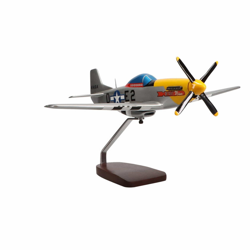 North American P-51D Mustang Detroit Miss large mahogany model, the WWII ace Urban Ben Drew livery, on a numbered display base