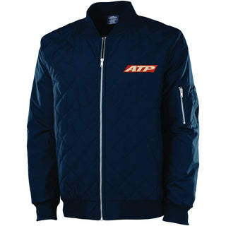 Jaqueta de piloto acolchoada masculina da ATP Flight School: resistente às intempéries, azul-marinho