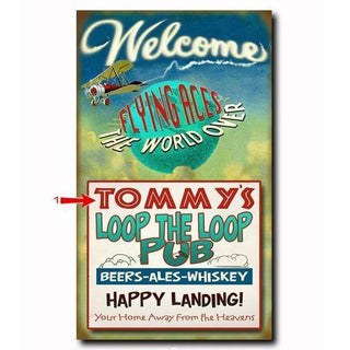 Placa de madeira personalizada Flying Aces Loop the Loop Pub 18x30