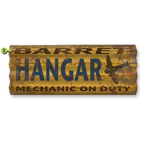 Meissenburg Designs Artwork & Prints Hangar Mechanic on Duty Personalized Corrugated Sign 17x44
