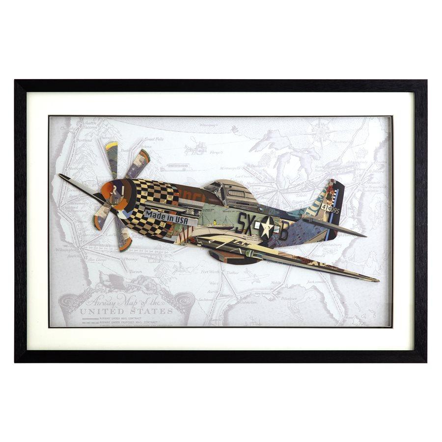 Obra de arte en técnica mixta del P-51 Mustang de Alex John: el icónico avión de combate de la Segunda Guerra Mundial